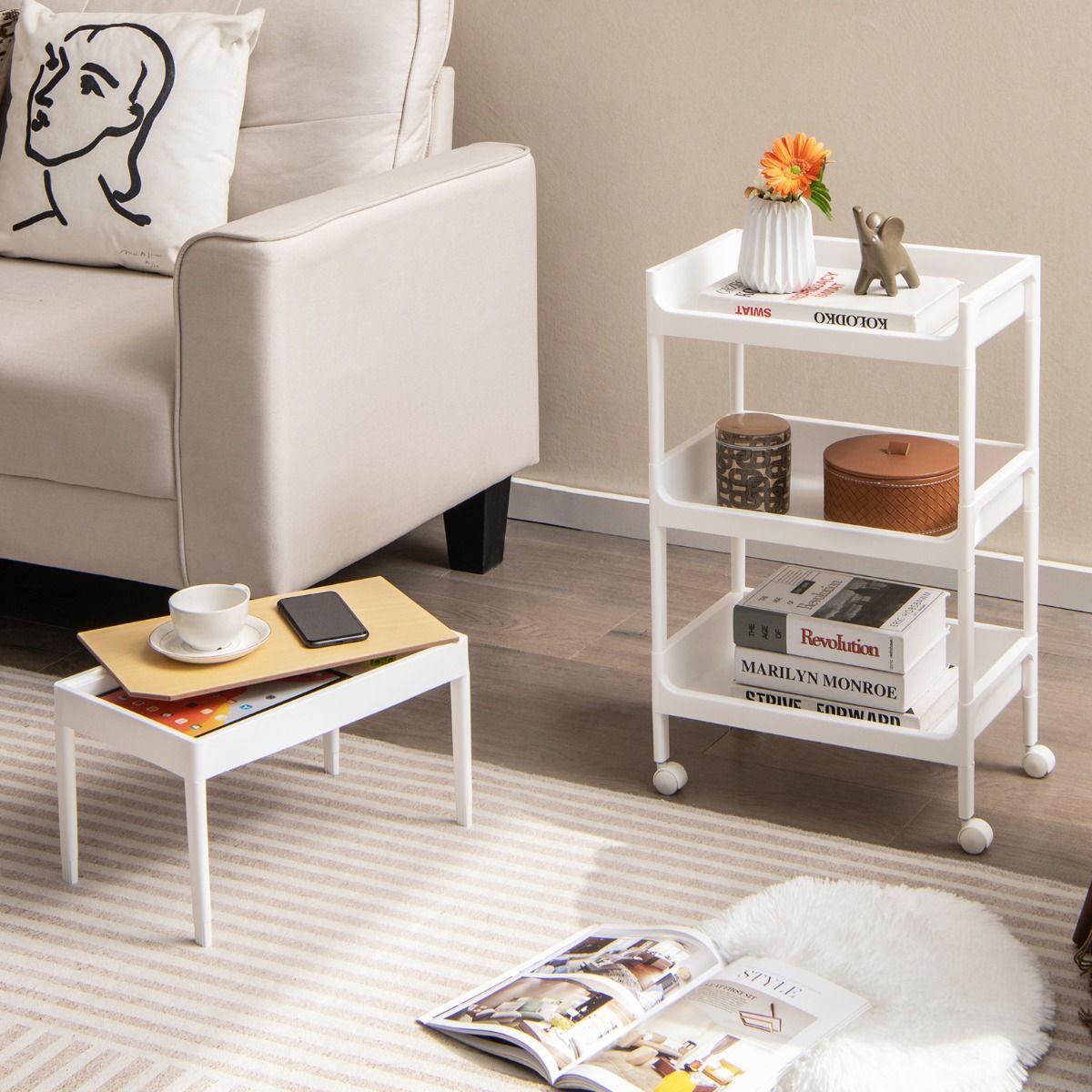 Fnug køkkenreol med hjul