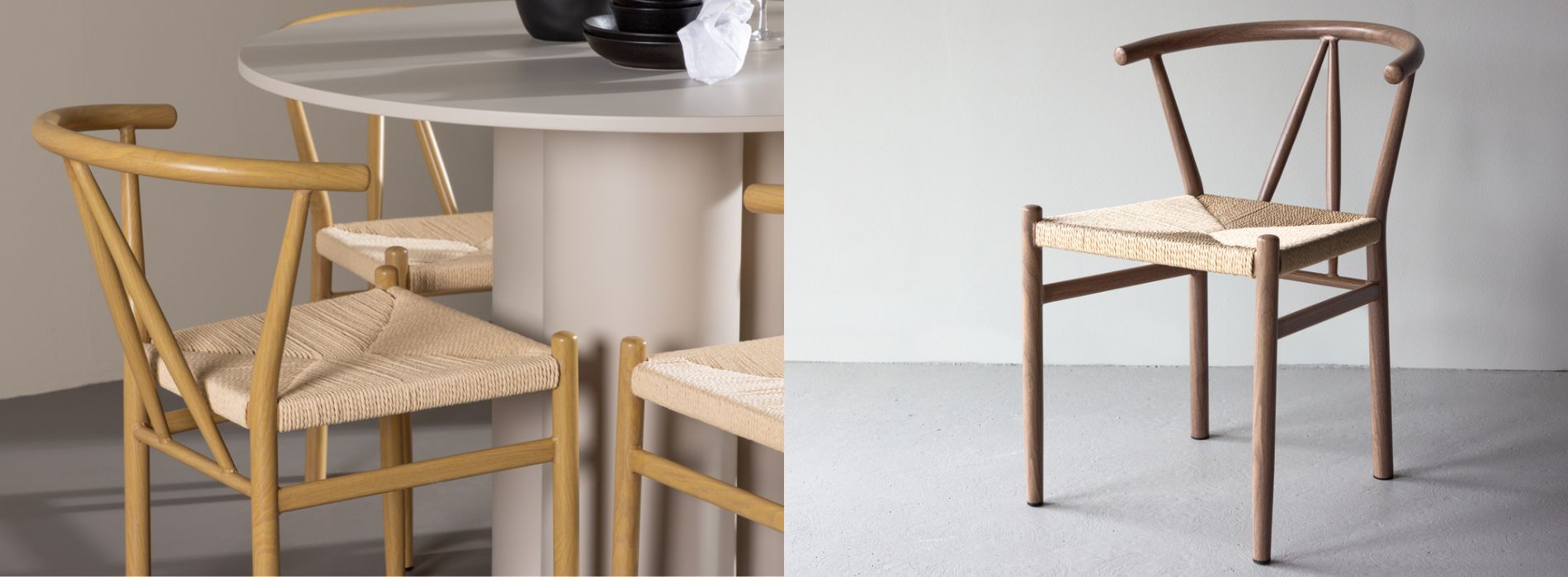 Lyse vs. mørke træstole i spisestuen