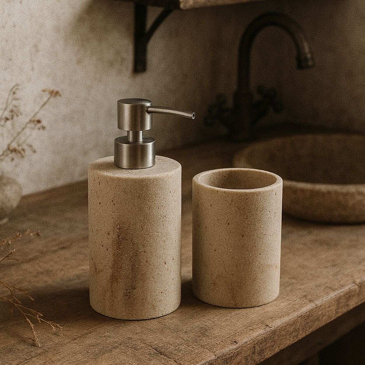 Rosa sæbedispenser | Marmor med struktur