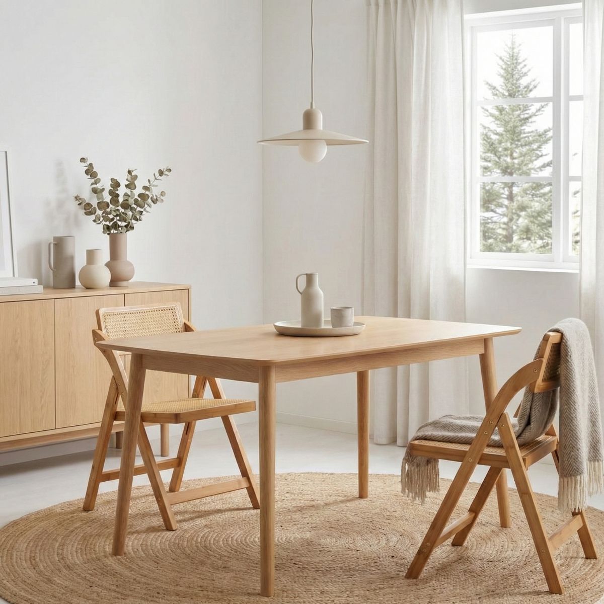 Alma Spisebordsstol | Foldbar i træ med flet